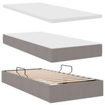 vidaXL Lit de rangement LED avec matelas Taupe 200 x 200 cm Tissu