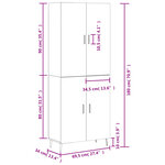 vidaXL Buffet haut Chêne sonoma 69 5x34x180 cm Bois d'ingénierie