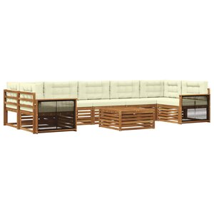 vidaXL Ensemble de canapés d'extérieur 8 pc Naturel et Crème