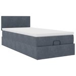 vidaXL Cadre de lit ottoman et matelas gris foncé 90x200 cm velours