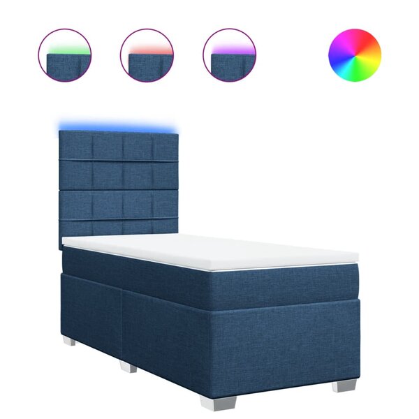 vidaXL Sommier à lattes de lit avec matelas Bleu 100x200 cm Tissu