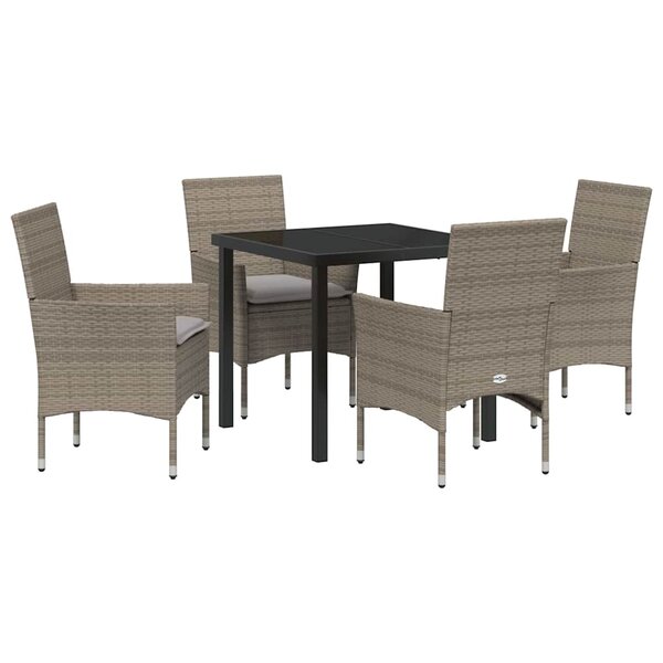 vidaXL Ensemble de salle à manger pour jardin 5 Pièces Gris Poly rotin