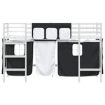 vidaXL Cadre de Lit Mezzanine pour Enfants avec Rideaux Blanc et Noir