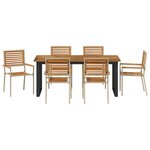 vidaXL Ensemble de salle à manger pour jardin 7 Pièces Beige