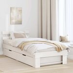vidaXL Cadre de lit avec tiroir Blanc 75 x 190 cm Bois massif en pin
