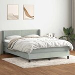 vidaXL Sommier à lattes de lit et matelas gris clair 160x210cm velours