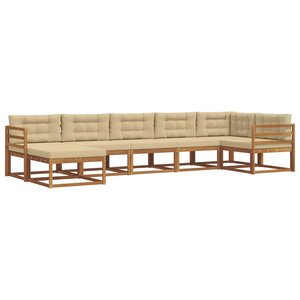vidaXL Ensemble de canapés d'extérieur 7 Pièces Naturel et Beige