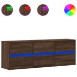 vidaXL Meuble TV mural avec lumières LED chêne marron 130x31x45 cm