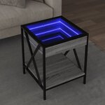 vidaXL Table basse avec LED Infinity sonoma gris 40x40x49 cm