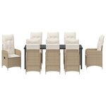 vidaXL Ensemble de salle à manger pour jardin 9 Pièces Beige Poly rotin