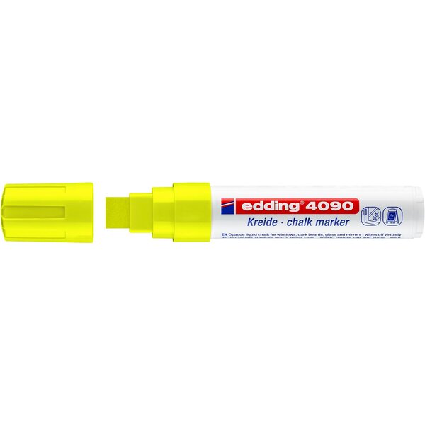 Marqueur Craie Liquide 4090 Jaune fluorescent Pointe Biseautée 4-15 mm x 5 EDDING