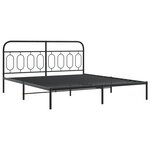 vidaXL Cadre de lit métal avec tête de lit noir 160x200 cm
