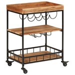 vidaXL Chariot de bar 60x40x80 cm bois massif d'acacia et fer