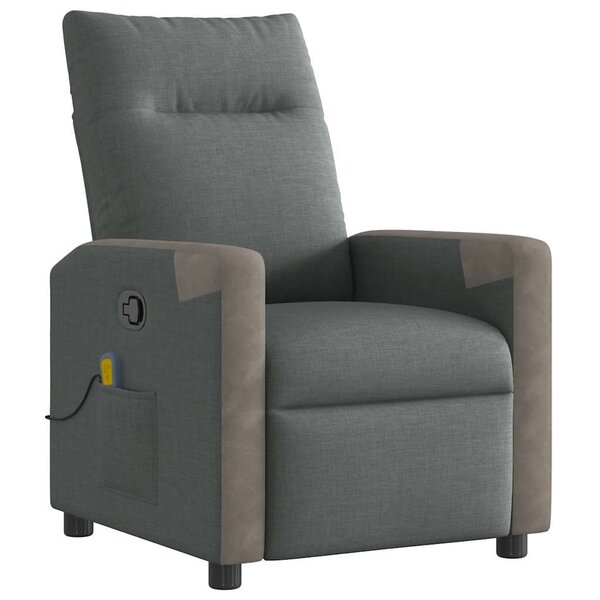 vidaXL Fauteuil de massage inclinable Gris foncé Tissu