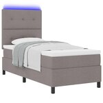 vidaXL Lit à ressorts avec matelas avec LED Taupe 90 x 190 cm tissu