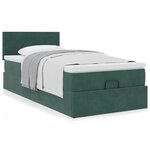 vidaXL Cadre de lit ottoman avec matelas vert foncé 100x200 cm velours