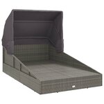 vidaXL Transat avec toit pliable gris 200x114x128 cm résine tressée