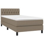 vidaXL Sommier à lattes de lit avec matelas LED Taupe 90x200 cm Tissu