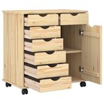 vidaXL Cabinet roulant Marron 63 5 x 39 x 65 5 cm Bois de Pin Massif