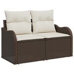Ensemble de Canapés de Jardin 7 pièces vidaXL avec Coussins Marron Rattan Poly
