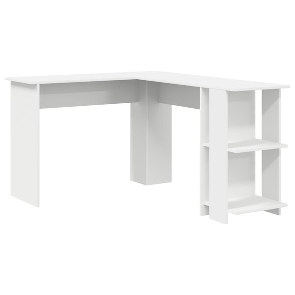 vidaXL Bureau d'angle blanc Bois d'ingénierie Grand Rangement