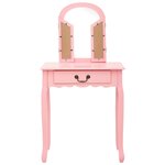 vidaXL Coiffeuse et tabouret Rose 65x36x128 cm Bois de paulownia MDF