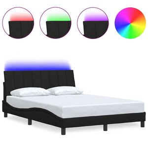 vidaXL Cadre de lit sans matelas Hanko noir 140x200 cm tissu