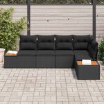 vidaXL Ensemble de canapé de jardin avec coussin 5 Pièces Noir Poly rotin