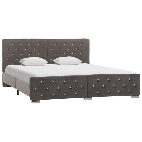 vidaXL Cadre de lit Gris Velours 160x200 cm