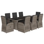 vidaXL Ensemble à manger de jardin 9 Pièces coussins gris résine tressée