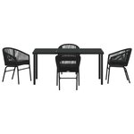 vidaXL Ensemble de salle à manger pour jardin 5 Pièces Noir Poly rotin