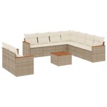 vidaXL Salon de jardin avec coussins 10 Pièces beige résine tressée