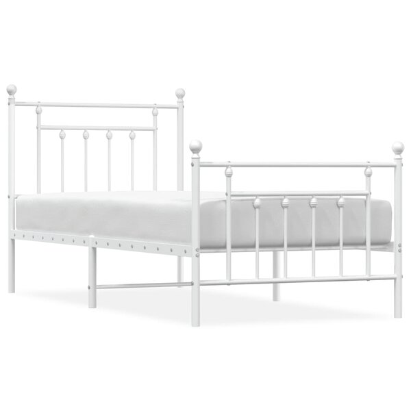 vidaXL Cadre de lit métal sans matelas avec pied de lit blanc 90x190cm