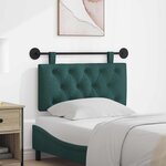 vidaXL Tête de lit suspendue Vert foncé Tissu