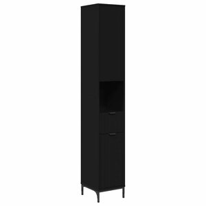 vidaXL Cabinet de salle de bain avec tiroir Noir 31 5 x 33 x 190 cm