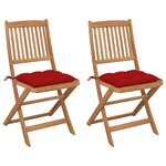 vidaXL Chaises pliables de jardin 2 Pièces avec coussins Bois d'acacia