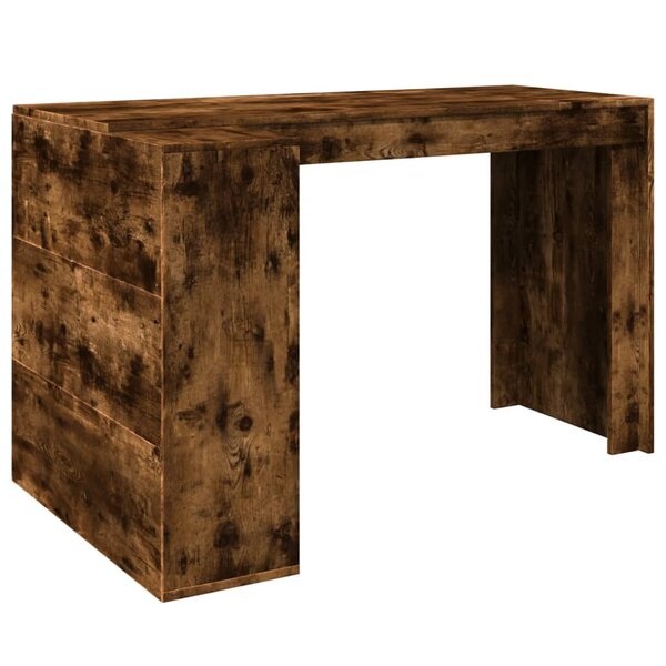 Bureau table poste de travail meuble d'ordinateur informatique étude chêne fumé 123 5 x 73 5 x 75 cm bois d'ingénierie brun 02_0023573