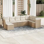 vidaXL Salon de jardin avec coussins 8 Pièces beige résine tressée
