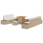 vidaXL Ensemble de canapé de jardin avec coussin 10 Pièces Beige  Crème