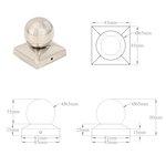 vidaXL Bouchons de poteau 6 Pièces Globe final Acier inoxydable 81x81 mm