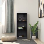 vidaXL Bibliothèque à 3 niveaux Gris 40x24x108 cm Aggloméré