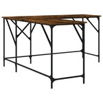 Bureau table poste de travail meuble d'ordinateur informatique étude chêne fumé 149 x 149 x 75 cm bois d'ingénierie brun 02_0023588