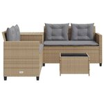vidaXL Canapé de jardin avec table et coussins en forme de L beige