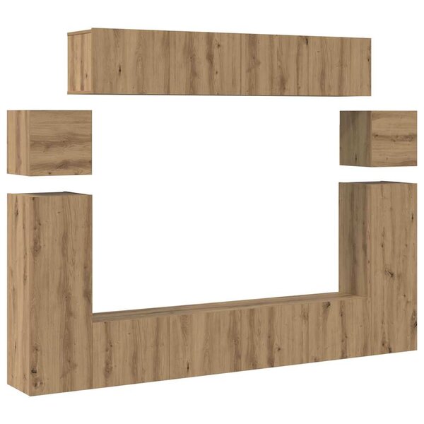 vidaXL Meuble TV 8 Pièces Marron 30 5 x 30 x 90 cm Bois d'ingénierie