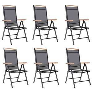vidaXL Chaises de jardin pliables lot de 6 Textilène Noir