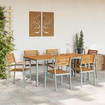vidaXL Ensemble de salle à manger pour jardin 7 Pièces Gris et marron