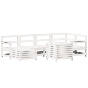 vidaXL Salon de jardin 7 Pièces blanc bois de pin massif