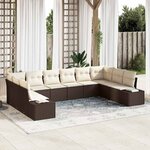 vidaXL Ensemble de canapé de jardin 10 Pièces Marron Poly rotin