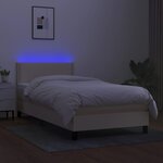 vidaXL Sommier à lattes de lit avec matelas LED Crème 90x190 cm Tissu