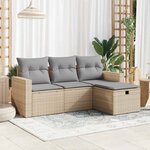 vidaXL Salon de jardin avec coussins 4 Pièces beige résine tressée